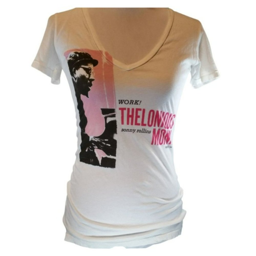 Used- Very Good- Friend or Foe Thelonious Monk V-Neck T-Shirt Size Medium